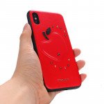 Wholesale iPhone X (Ten) Apple Design Studs Armor PU Leather Case (Red)